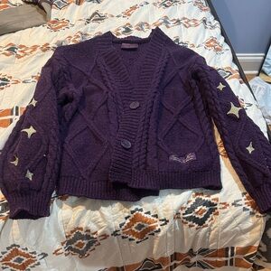 Rare Speak Now Taylors Version Purple Cardigan with Gold stars
